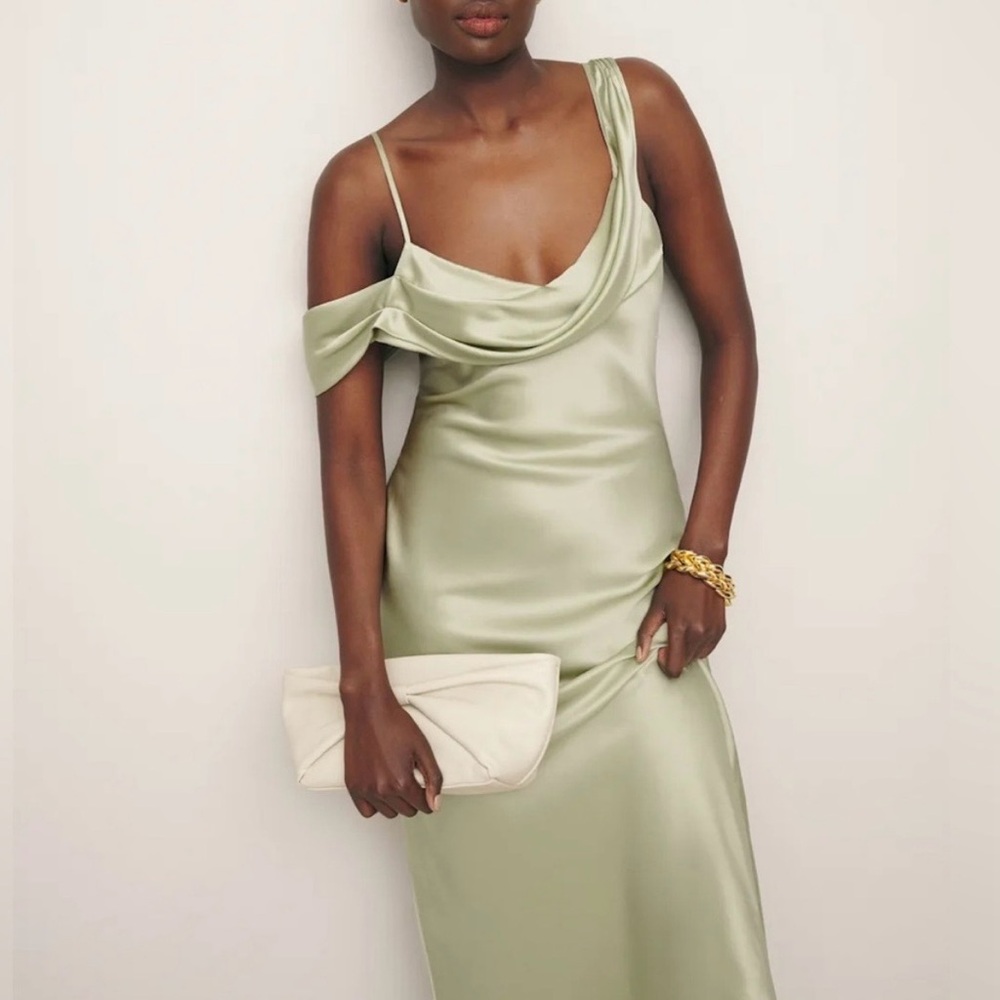 Reformation Ronda Silk Dress in Dried Herbs